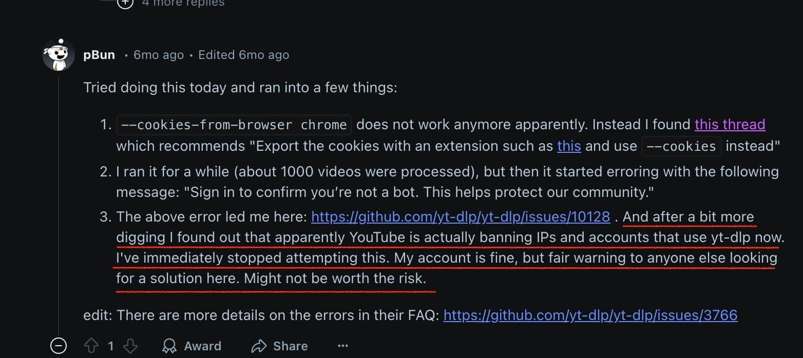 من مخاطر استخدام yt-dlp